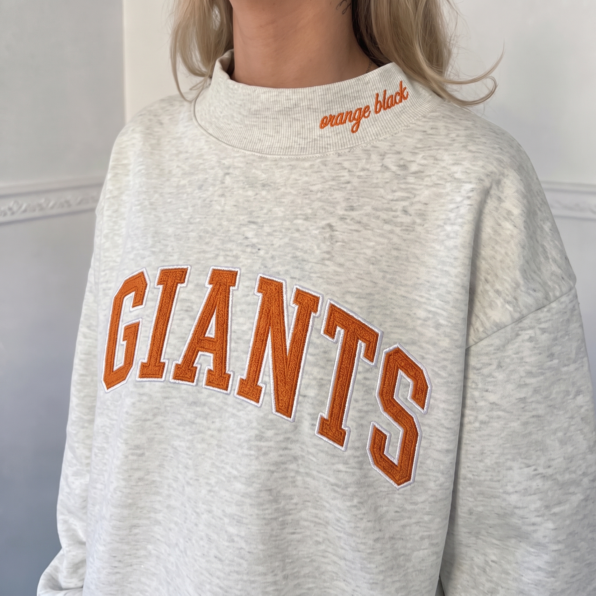 Custom Mock Neck Embroidered Team Name Sweatshirt – Stand-up Collar