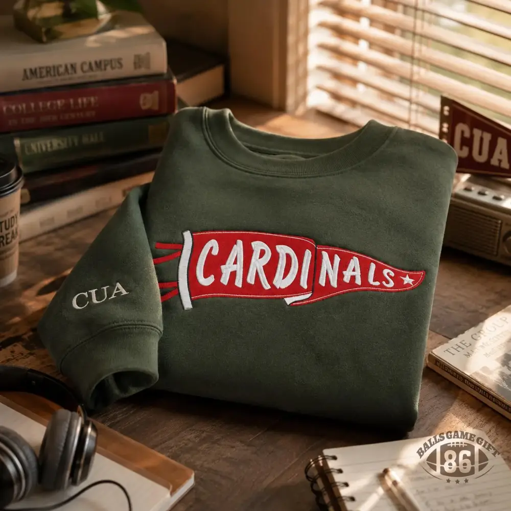 Custom Pennant Embroidered Sweatshirt - Personalized Team & School Spirit Crewneck