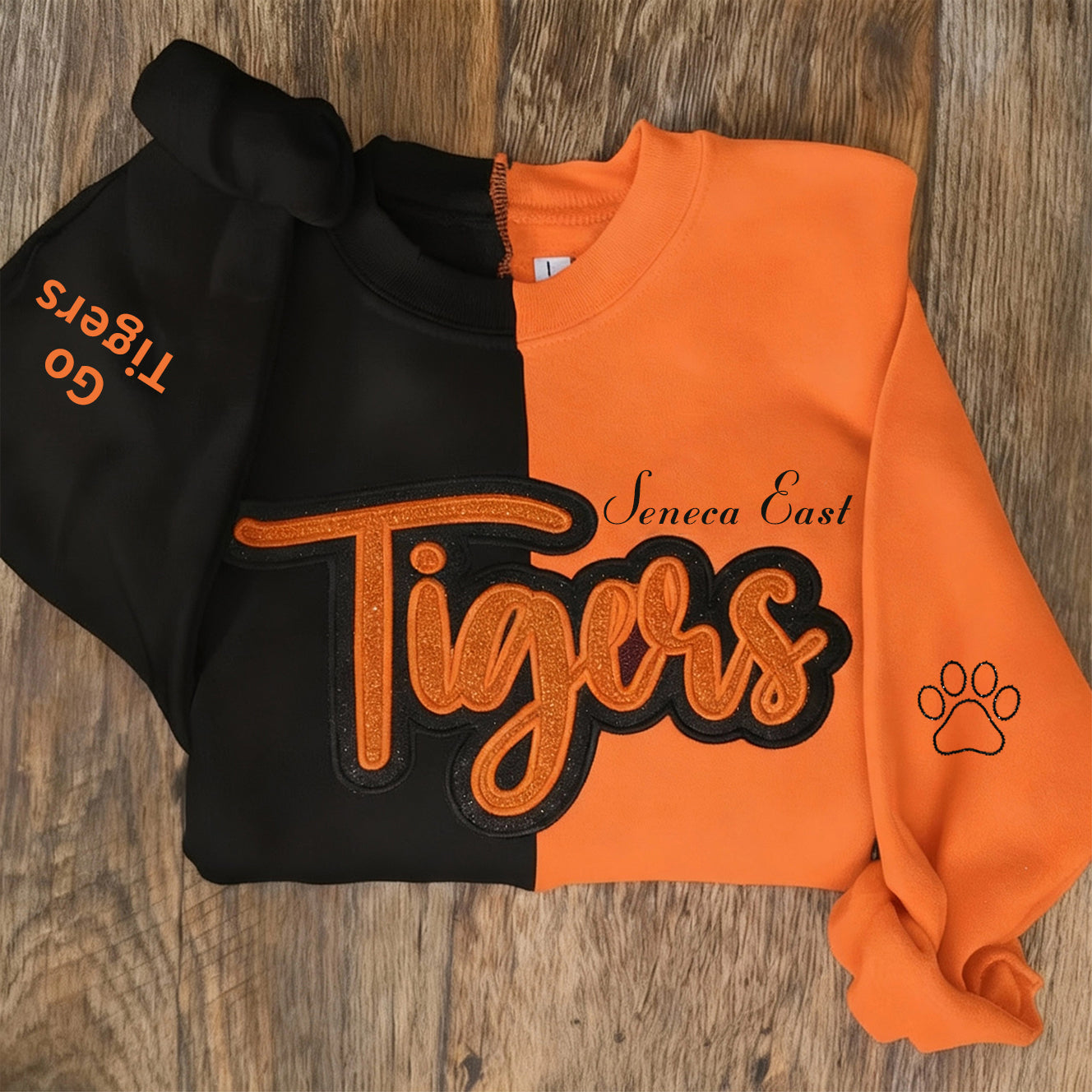 Custom Glitter Team Mascot Two Tone Embroidered Sweatshirt For Game Day | Gifts for Sports Mom