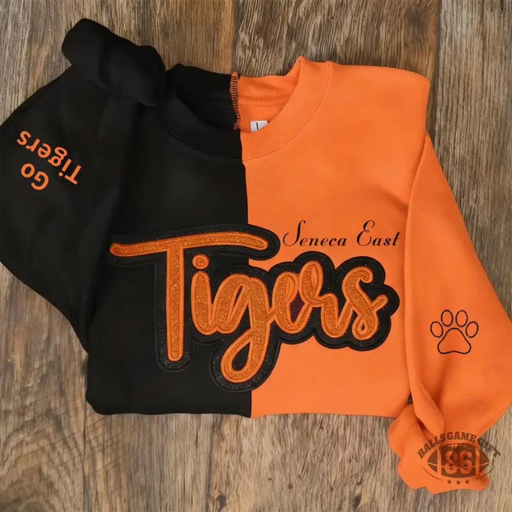 Custom Glitter Team Mascot Two Tone Embroidered Sweatshirt For Game Day | Gifts for Sports Mom