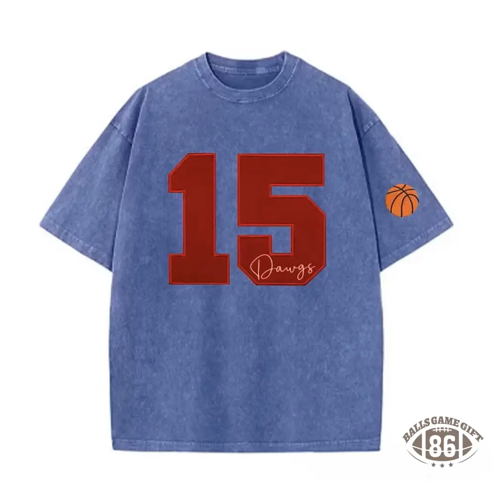 Custom Sports Number T-Shirt, Vintage Washed Team Spirit Casual Top