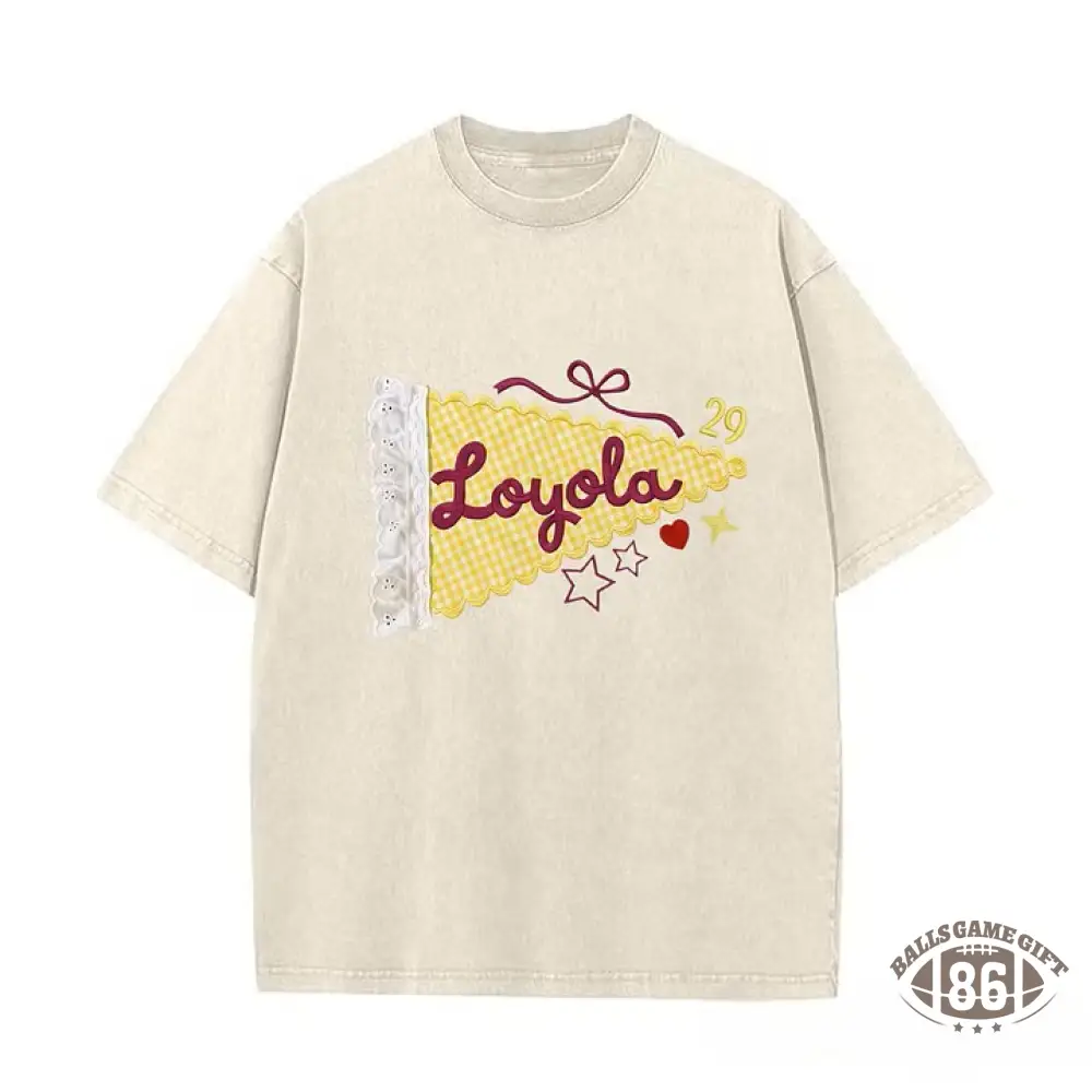 Custom Mascot & Team Spirit Washed Tee with Lace Pennant Applique ✨