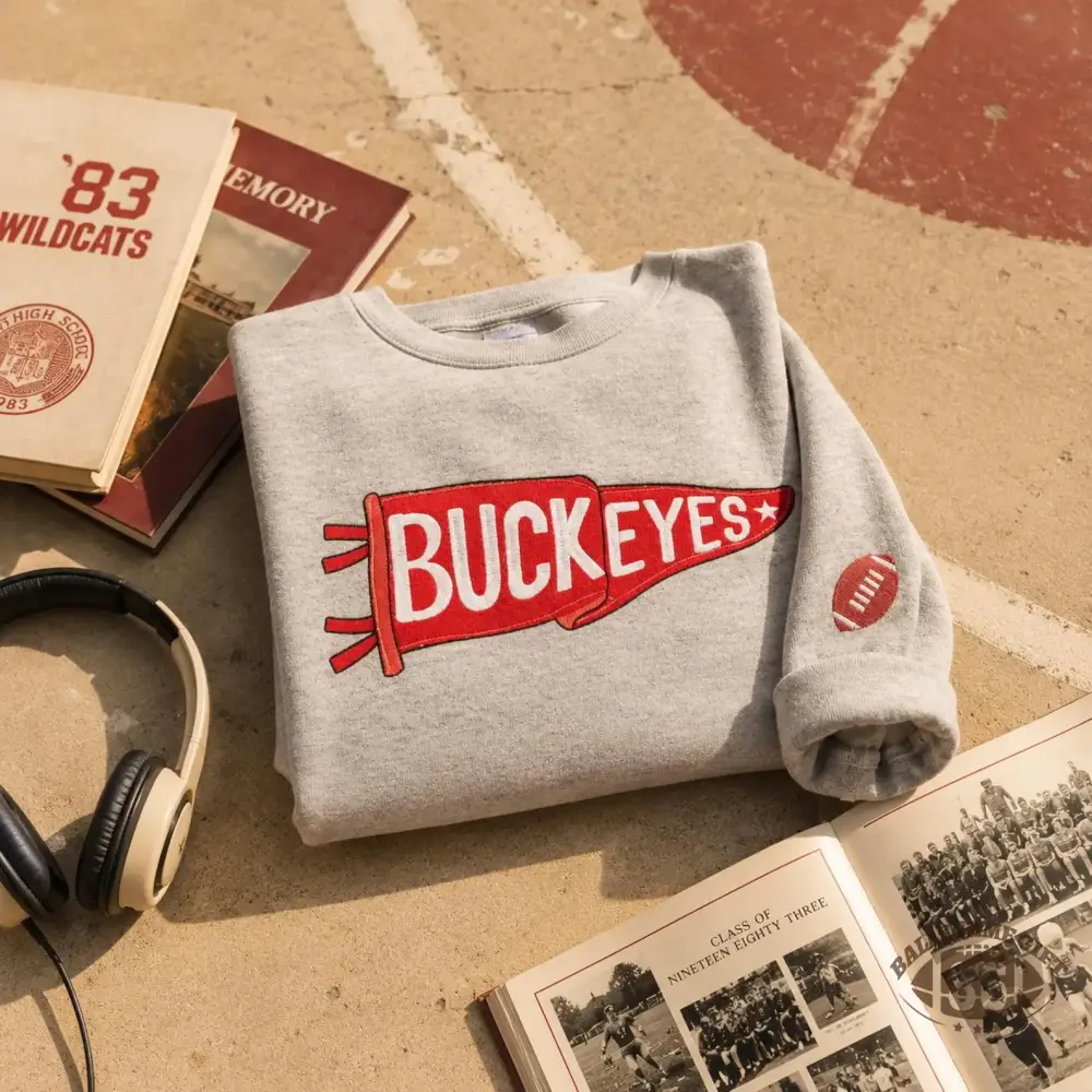 Custom Pennant Embroidered Sweatshirt - Personalized Team & School Spirit Crewneck