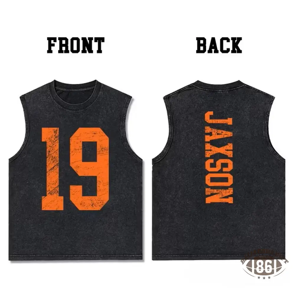 Custom Vintage Varsity Number or Letter Sport Team Washed Tank Top