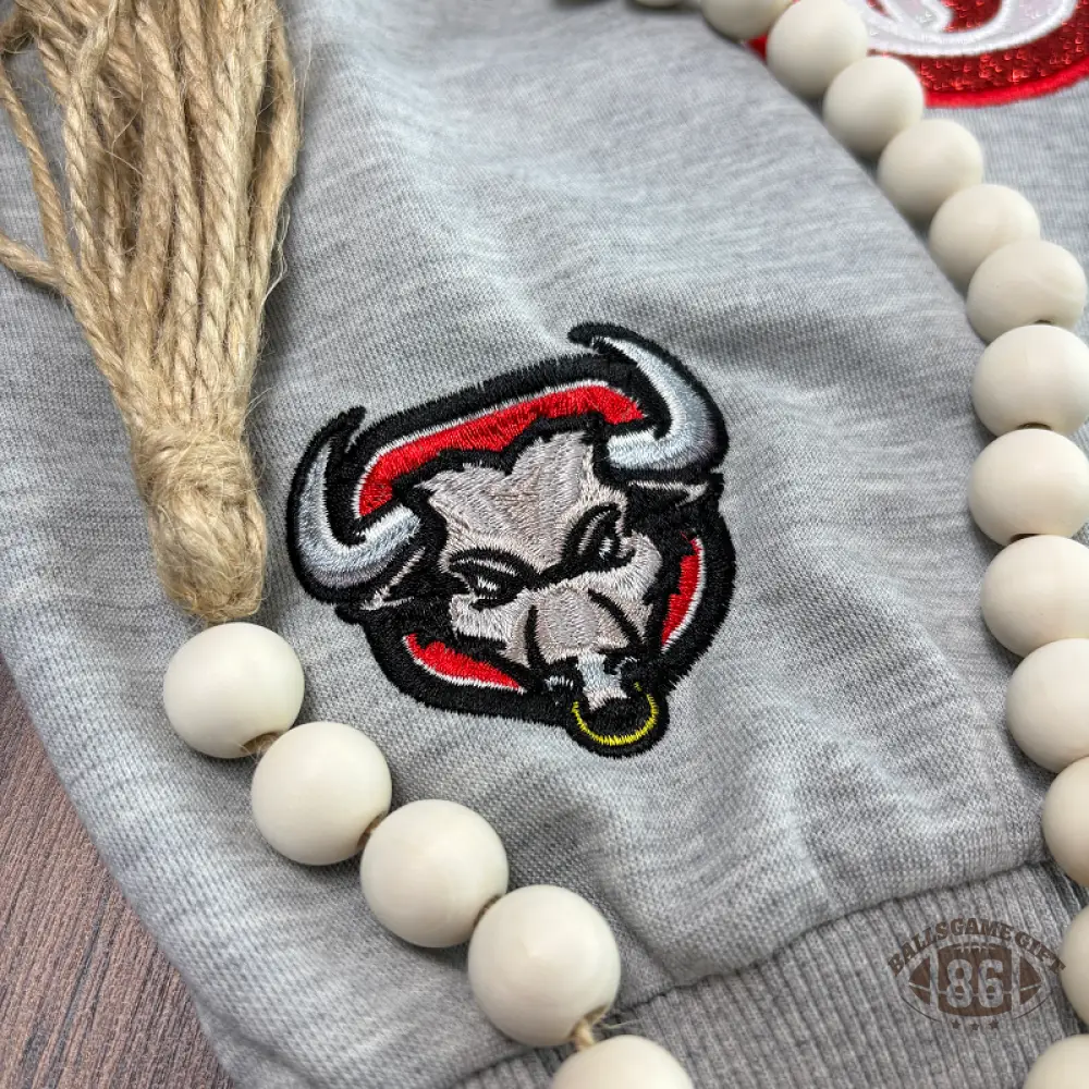 Custom Glitter Team Mascot Two Tone Embroidered Sweatshirt For Game Day | Gifts for Sports Mom