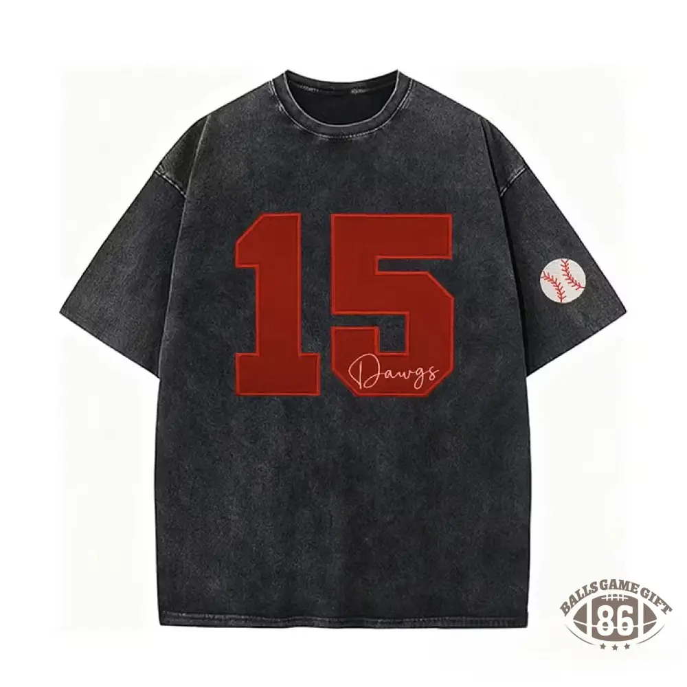 Custom Sports Number T-Shirt, Vintage Washed Team Spirit Casual Top