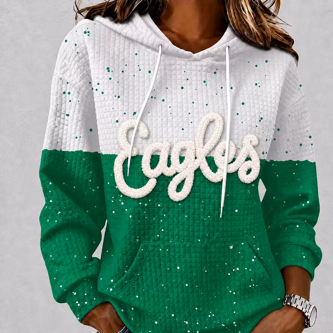 Custom College Spirit Waffle Hoodie, Personalized Chenille Team Name & Mascot Game Day Pullover