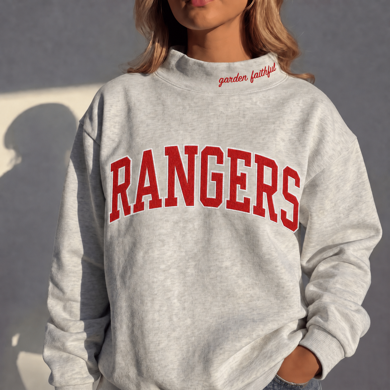 Custom Mock Neck Embroidered Team Name Sweatshirt – Stand-up Collar