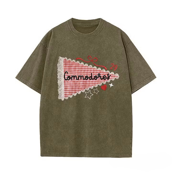 Custom Mascot & Team Spirit Washed Tee with Lace Pennant Applique ✨