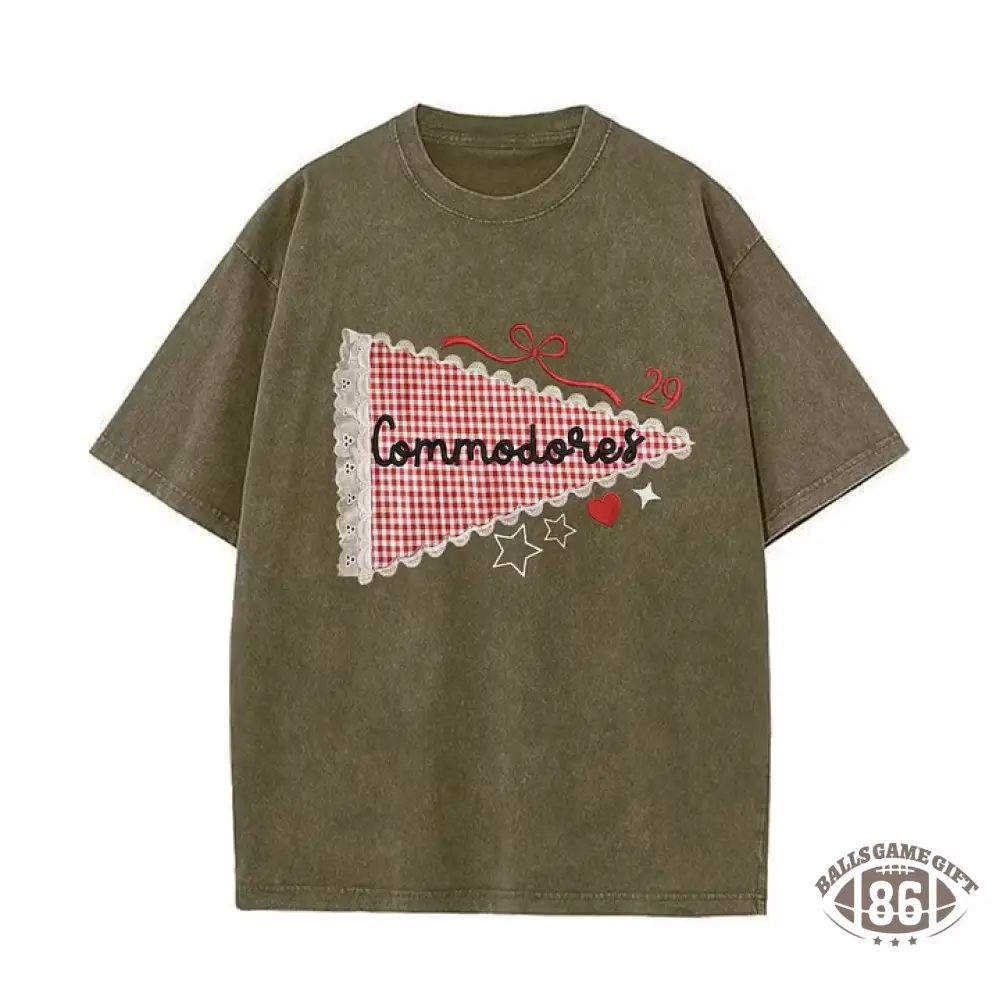 Custom Mascot & Team Spirit Washed Tee with Lace Pennant Applique ✨