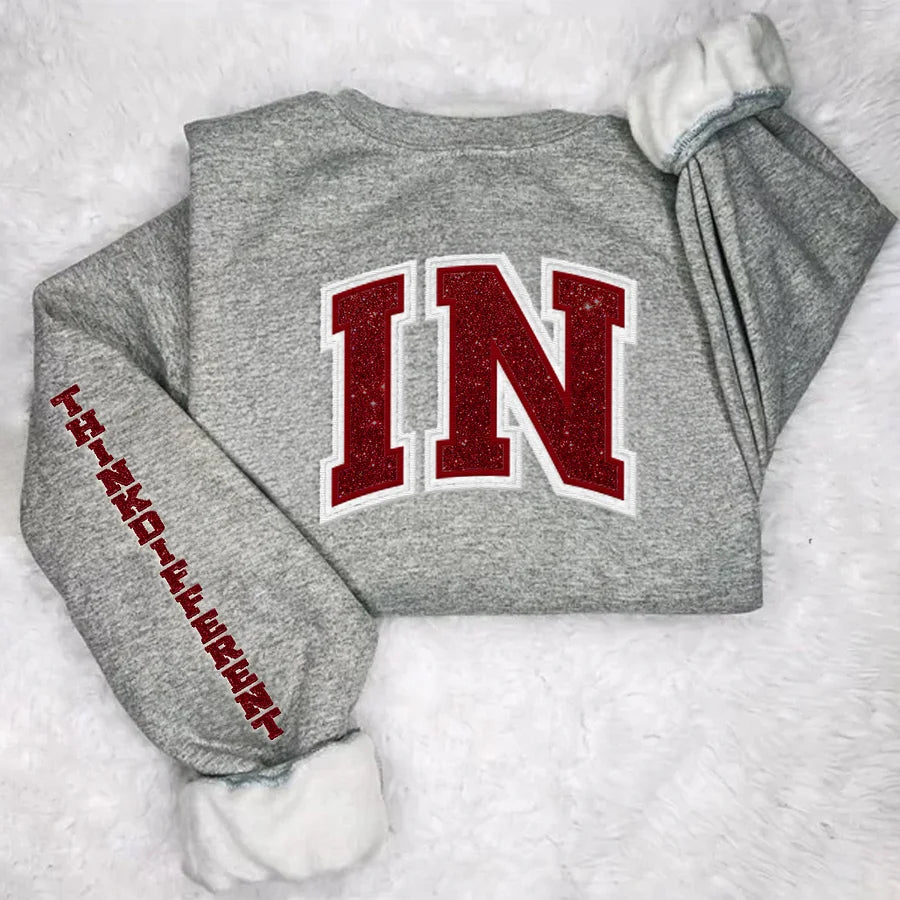 Custom Team Glitter Embroidered Sweatshirt Hoodie T-shirt