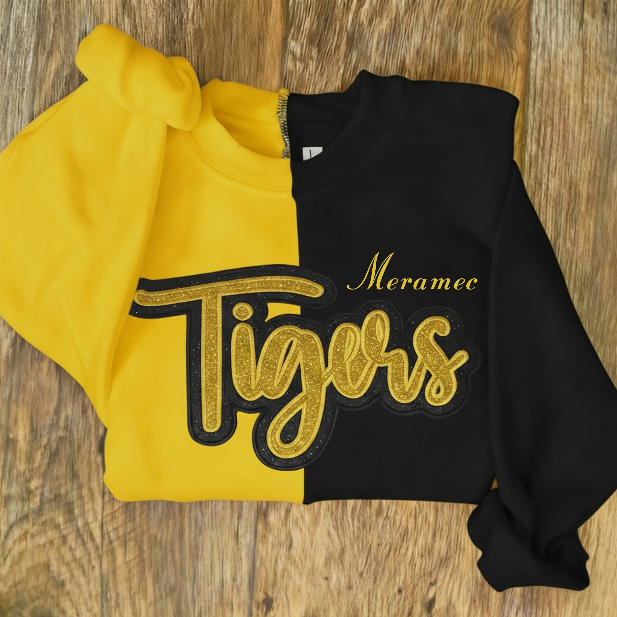 Custom Glitter Team Mascot Two Tone Embroidered Sweatshirt For Game Day | Gifts for Sports Mom