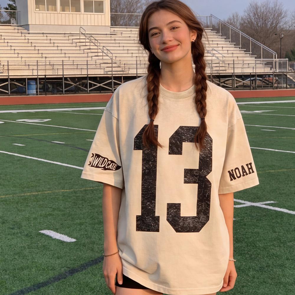 Custom Vintage Varsity Number or Letter Sport Team Washed T-Shirt