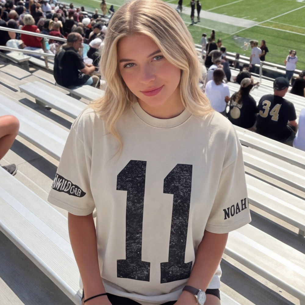 Custom Vintage Varsity Number or Letter Sport Team Washed T-Shirt