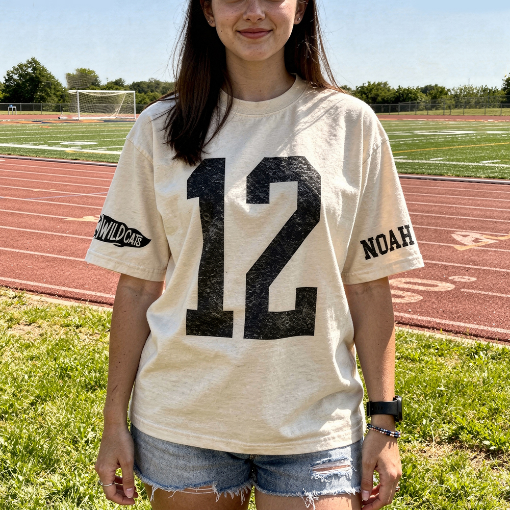 Custom Vintage Varsity Number or Letter Sport Team Washed T-Shirt