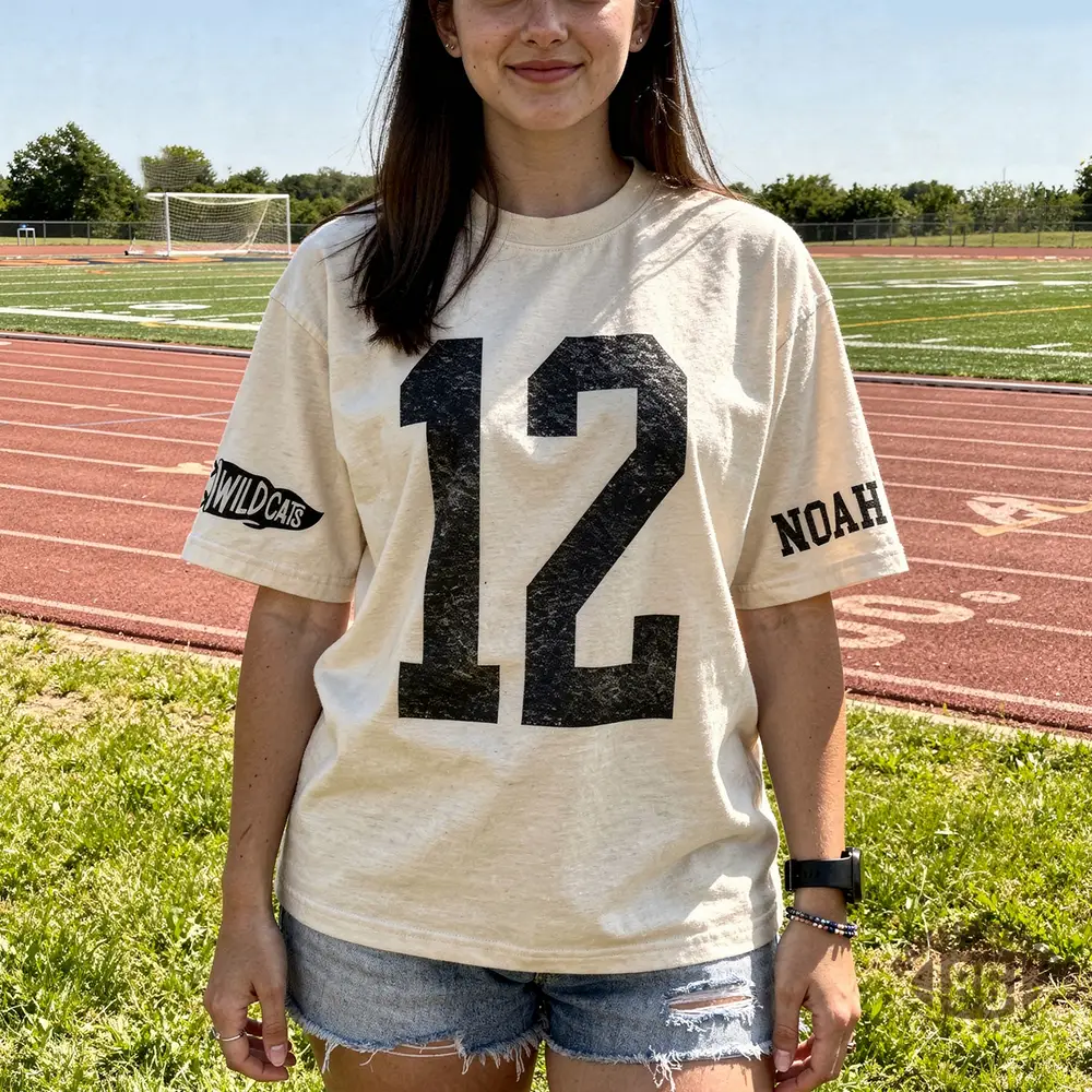 Custom Vintage Varsity Number or Letter Sport Team Washed T-Shirt