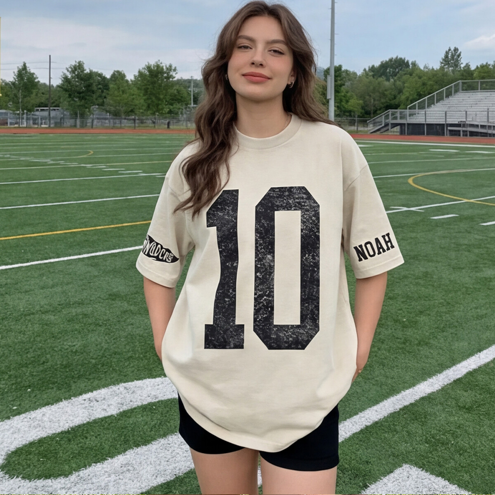 Custom Vintage Varsity Number or Letter Sport Team Washed T-Shirt