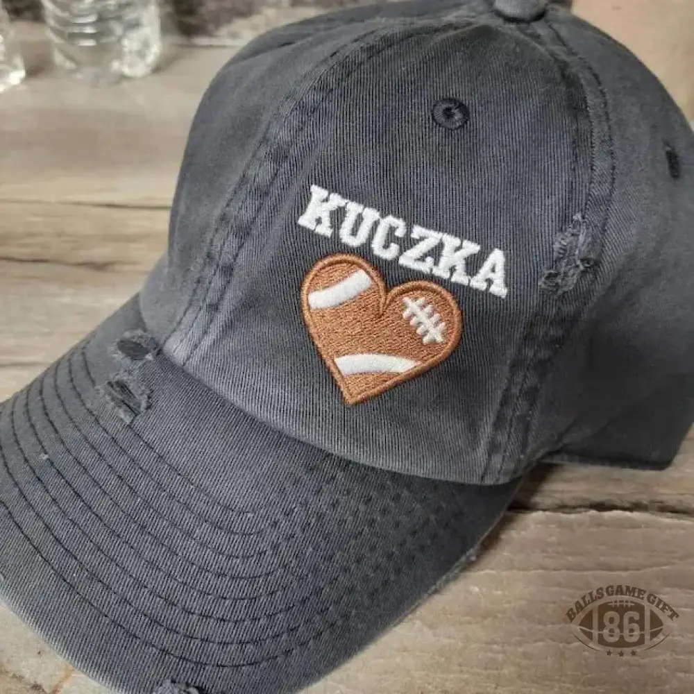 Custom Embroidered Baseball Cap with Baseball Heart