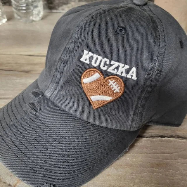 Custom Embroidered Baseball Cap with Baseball Heart