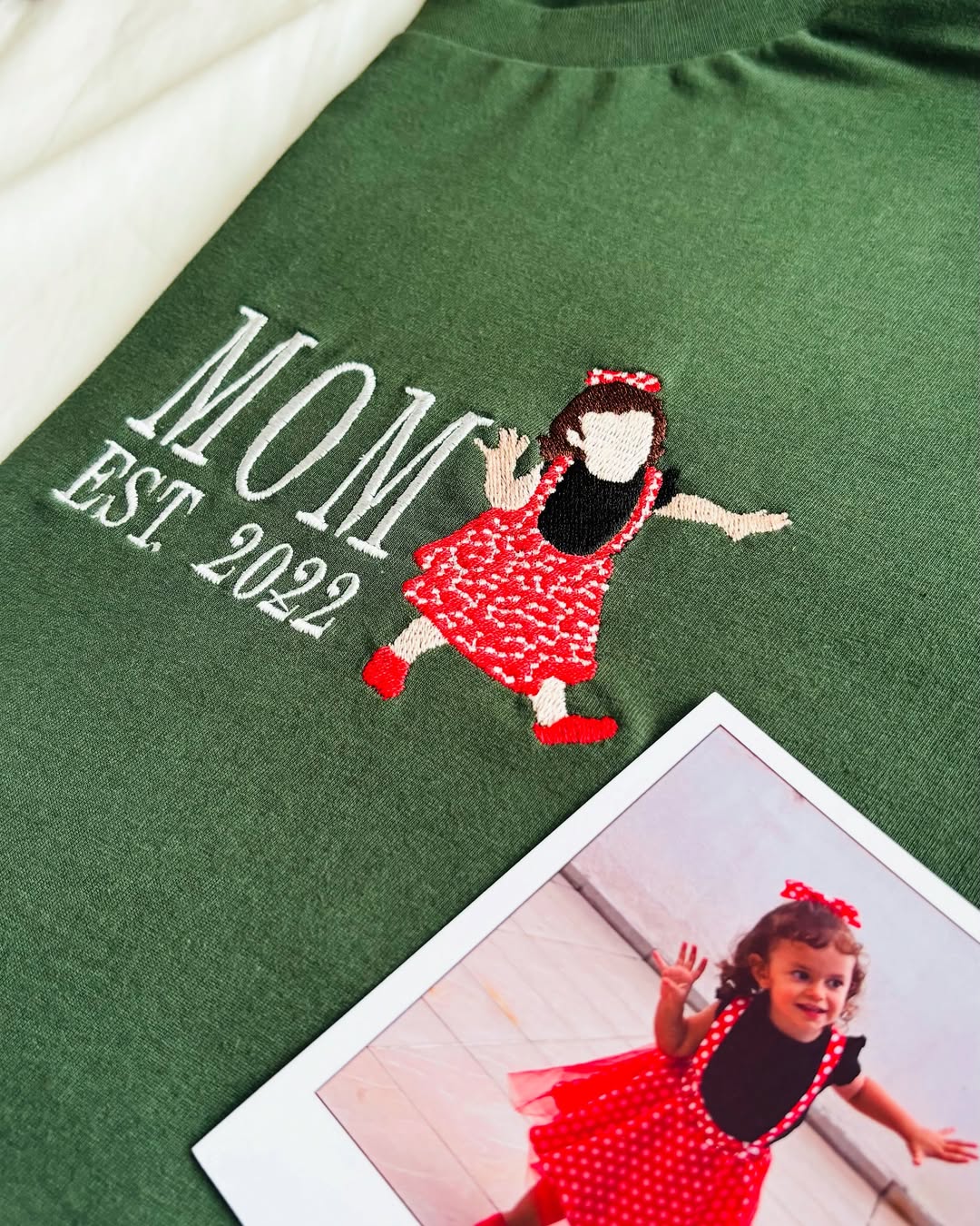 Pamaviva Custom Mom Hoodie Personalized Child Portrait Embroidered Sweatshirt for Mother's Day