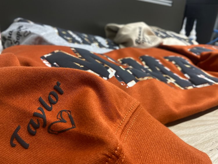 Mama Leopard Puff Print Personalized Sweatshirt or Hoodie with Kids Name Sleeve Gift for Mom