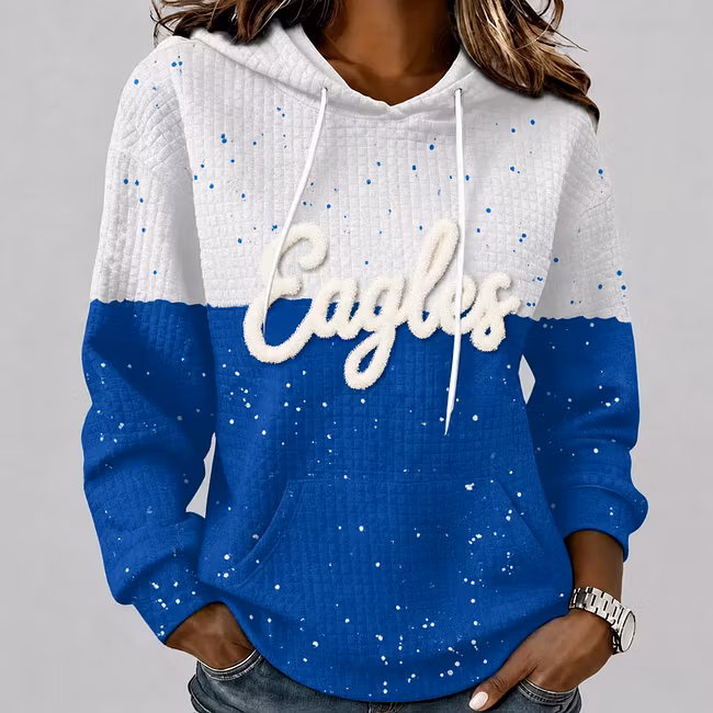 Custom College Spirit Waffle Hoodie, Personalized Chenille Team Name & Mascot Game Day Pullover