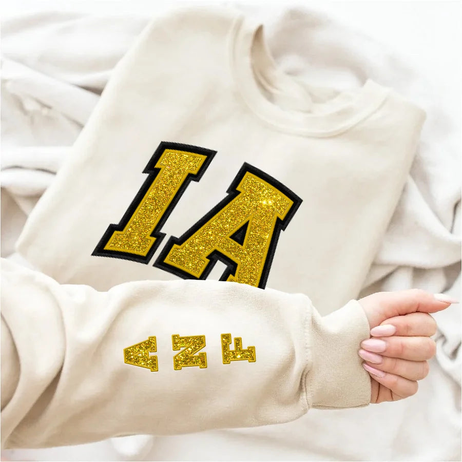 Custom Team Glitter Embroidered Sweatshirt Hoodie T-shirt