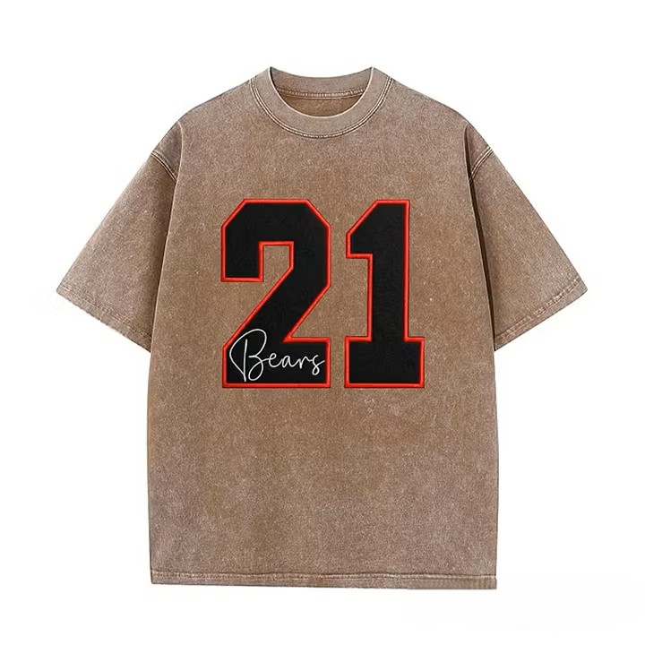 Custom Sports Number T-Shirt, Vintage Washed Team Spirit Casual Top