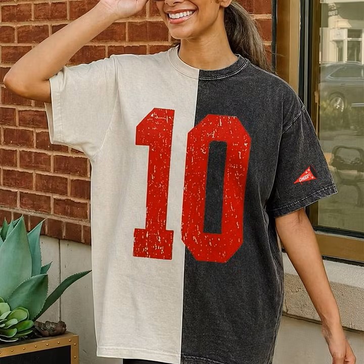 Custom Vintage Varsity Number or Letter Sport Team Two Tone Washed T-Shirt