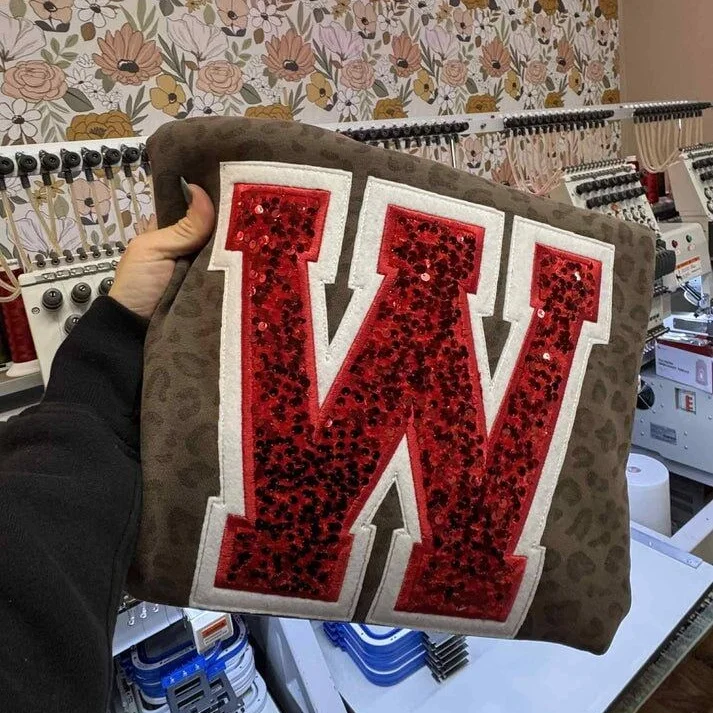 Custom Sequin Letters Sweatshirt – Personalized Glitter Numbers, Sports Fan Gift | Gifts for Sports Mom