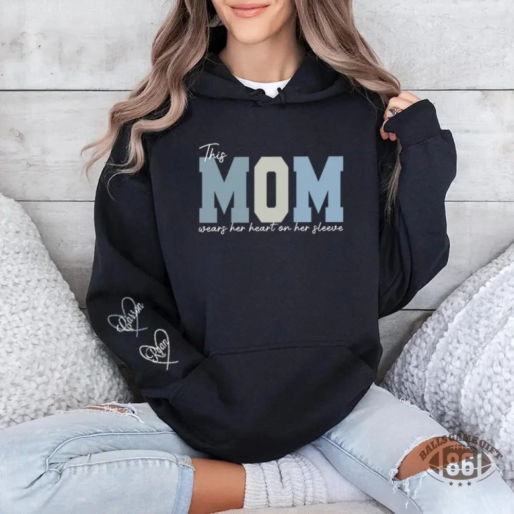Custom Mama Embroidered Sweatshirt with Names on Sleeve Personalized Mother's Day Gift for Mom