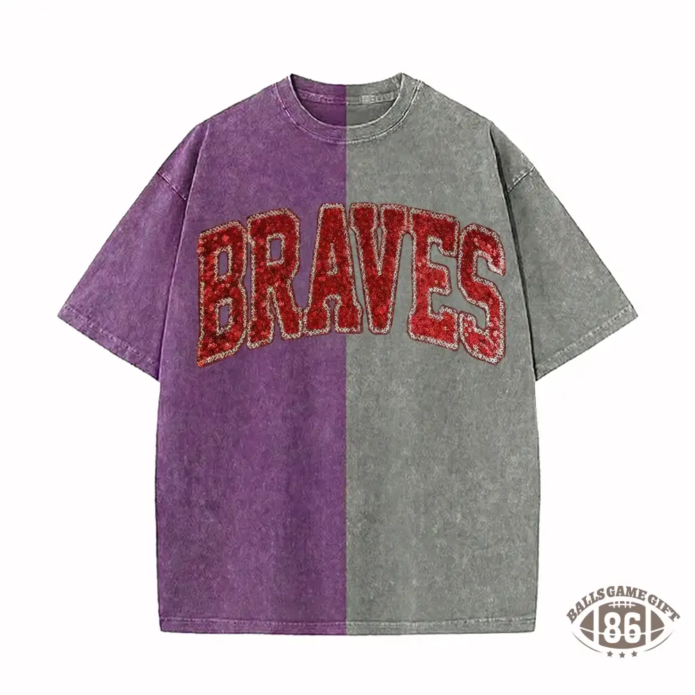 Personalized Sequin Applique Mascot Team Name Game Day Two Tone Washed T-shirt Gifts for Sports Mom