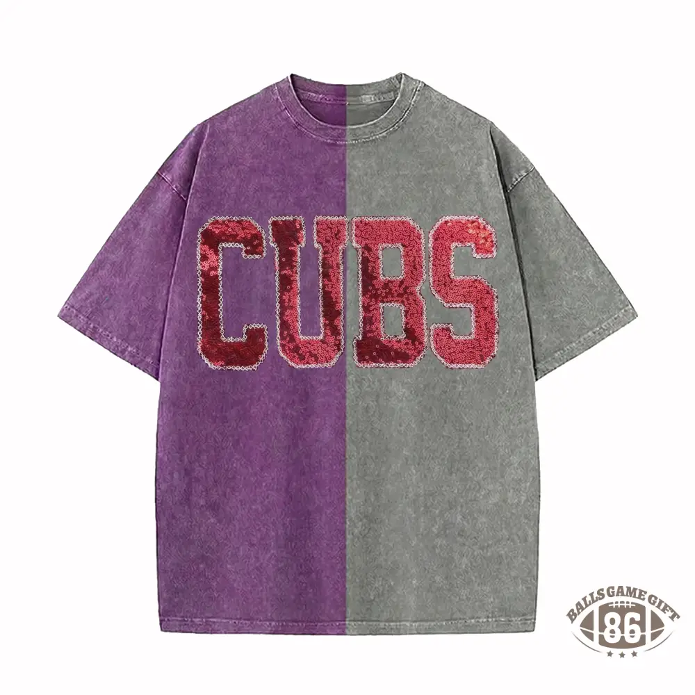 Personalized Sequin Applique Mascot Team Name Game Day Two Tone Washed T-shirt Gifts for Sports Mom