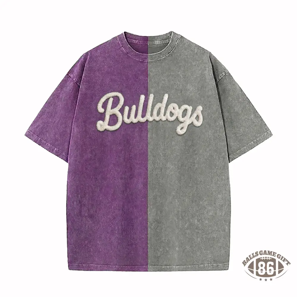 Personalized Chenille YARN EMBROIDERED Game Day Two Tone Washed T-shirt