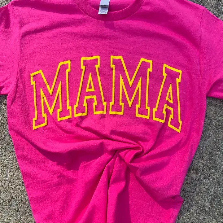 Cute MAMA Puff Print T-Shirt, The Perfect Summer Mom Gift