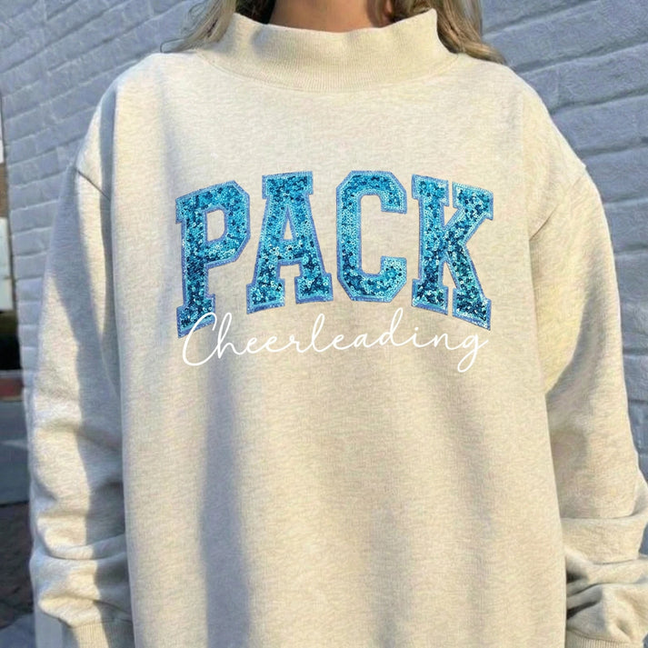 Personalized Sequin Letters Name Team Mock Neck 