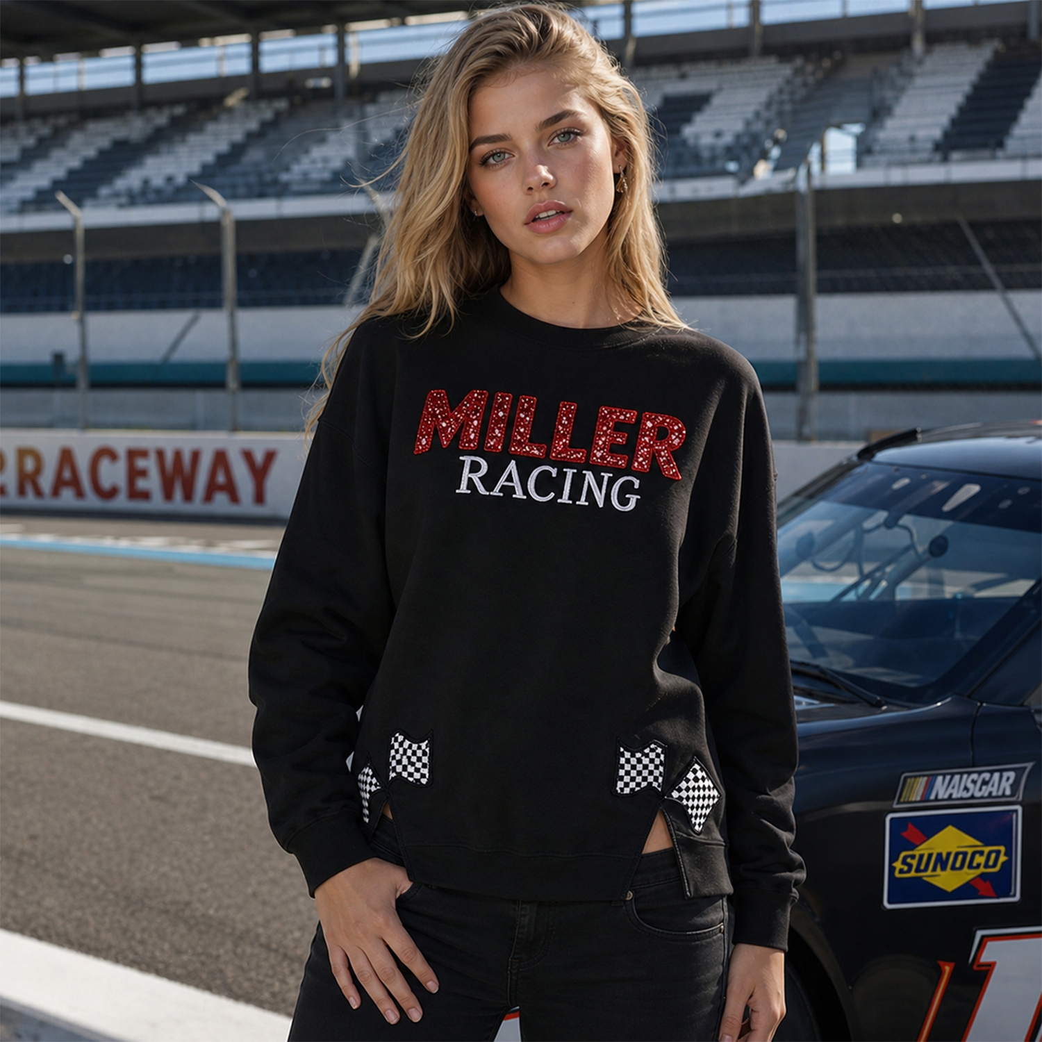 Personalized Racing Team Crewneck, Custom Motorsport Name Sweatshirt, Race Day Vintage Pullover