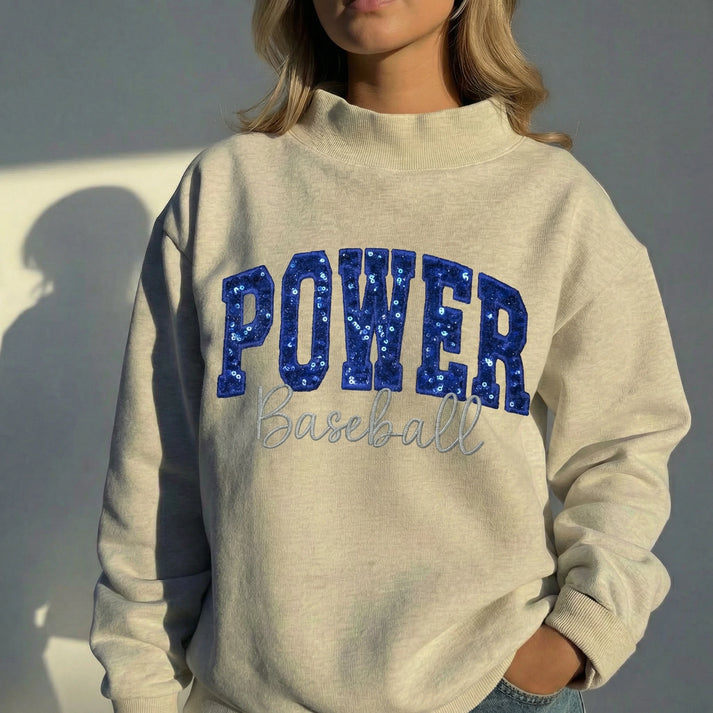 Personalized Sequin Letters Name Team Mock Neck 