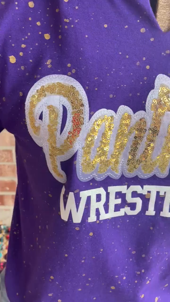Personalized Team Name Glitter T-Shirt – Custom School Spirit Splatter Tee
