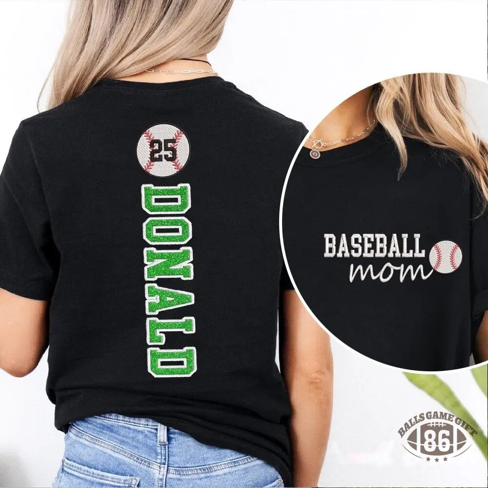 Baseball Mom Sweatshirt Glitter Embroidery Name or Team Name Hoodie