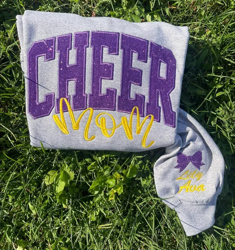 Custom Embroidered Glitter Cheer Mom T-shirt&Sweatshirt , Cheer Mom Gift