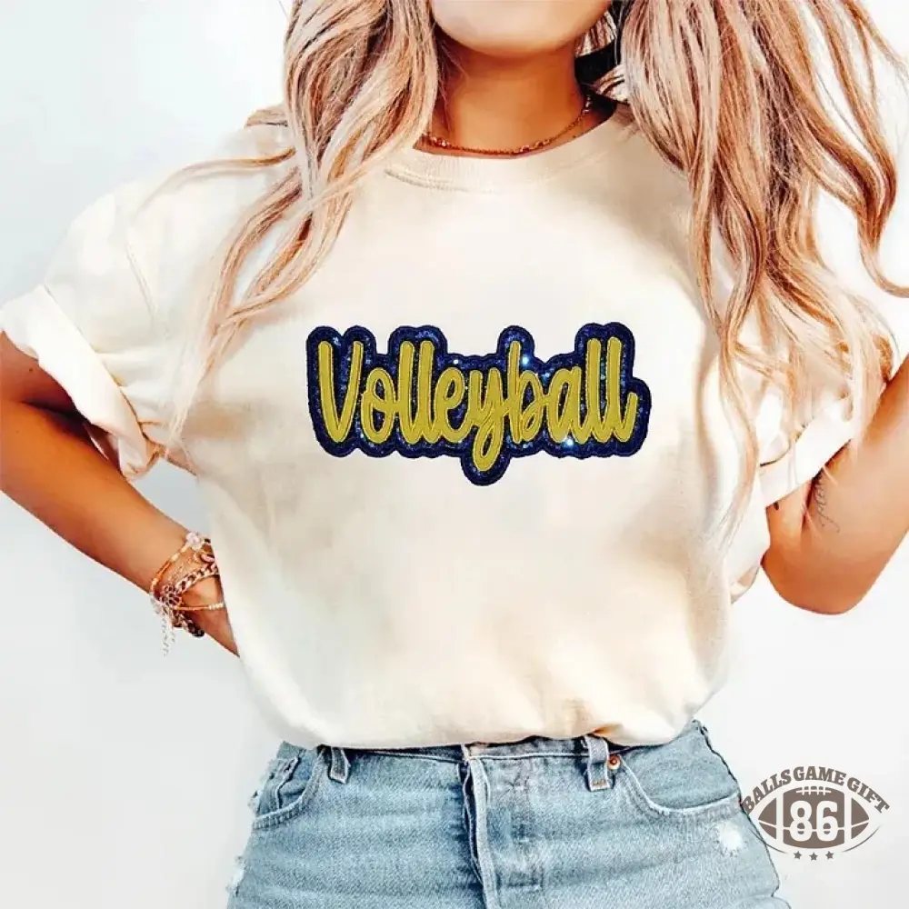 Sequin Volleyball Game Day Distressed T-Shirt with Side Bow Detail