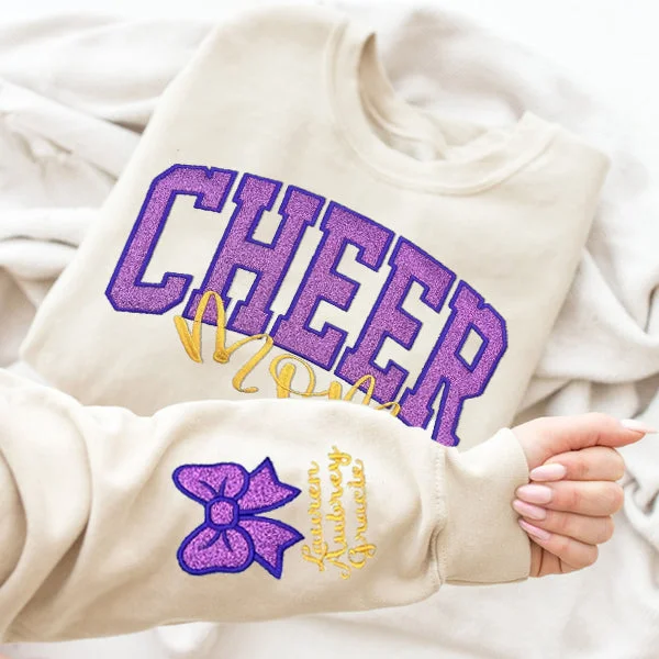 Custom Embroidered Glitter Cheer Mom T-shirt&Sweatshirt , Cheer Mom Gift