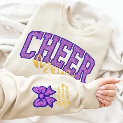 Custom Embroidered Glitter Cheer Mom T-shirt&Sweatshirt , Cheer Mom Gift