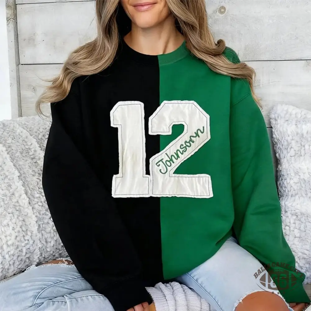  Personalized Sports Number Embroidered Two Tone Crewneck Team or Player Name Gift