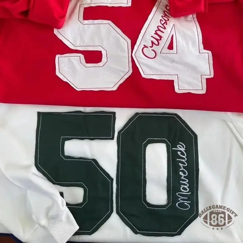 Sports Number Embroidered Crewneck Team or Player Name Sweatshirt
