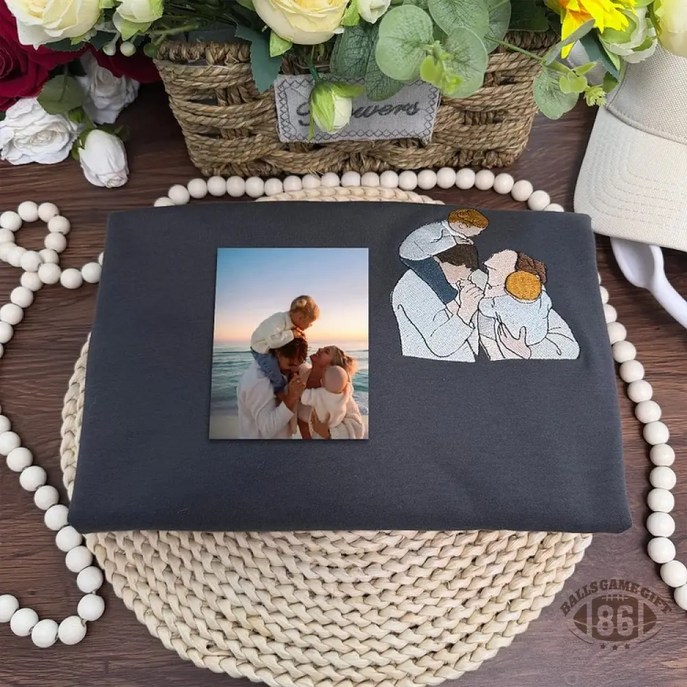 Custom Mama & Mom Portrait Embroidered Sweatshirt, Personalized Family Photo Crewneck, Mother's Day Gift