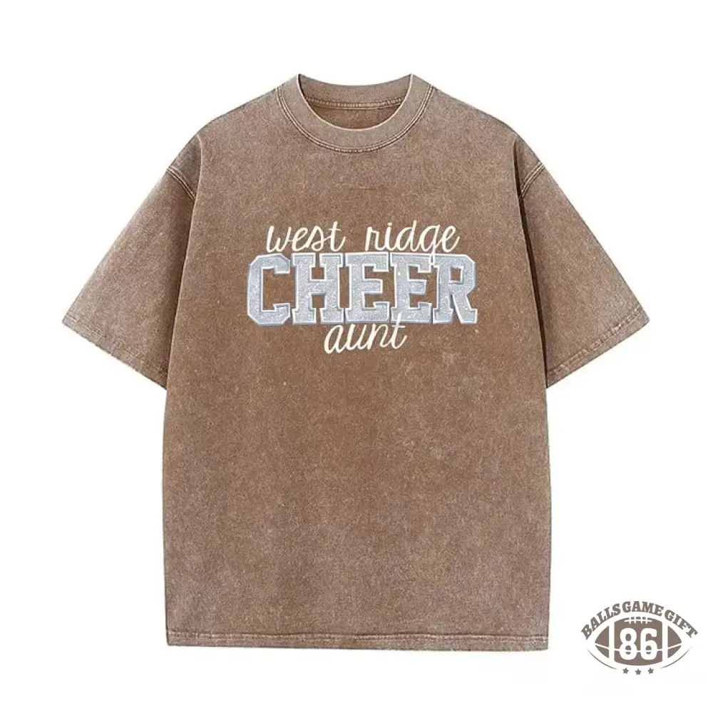 Personalized Custom Glitter Embroidered Cheer Mom Washed T-Shirt