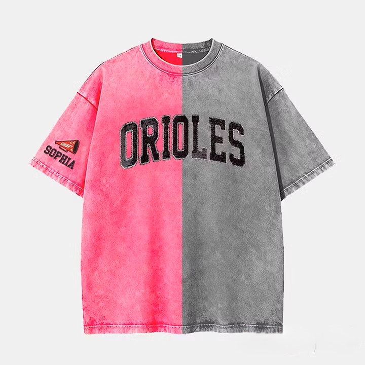 Custom Sequin Text Letter Two Tone Washed T-shirt-Best Gift For Sport Lovers