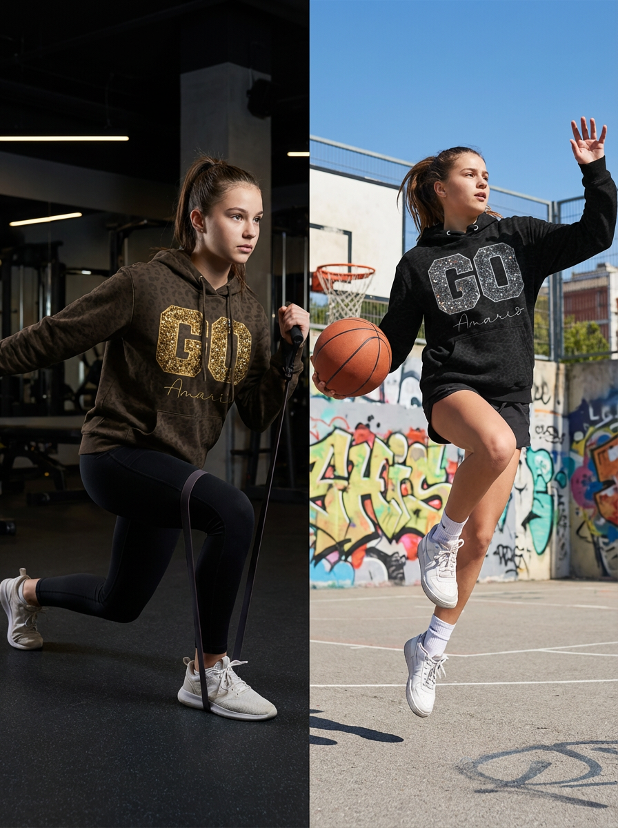 Custom Game Day ''GO'' Sweatshirt – Sequin Varsity Letter Camo Tee